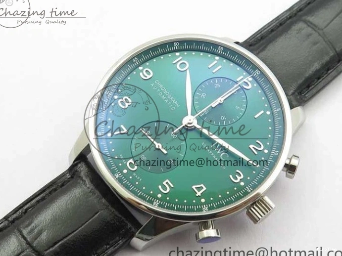 MIROTIME 0421 Elegant Portuguese IW371615 ZF 1:1 Best Edition SS Green Dial on Black Leather Strap A96355 V 7081